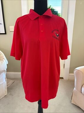 Red Short-Sleeve Polo Shirt with Chest Emblem